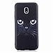 Produktbild Chreey Hülle für Galaxy J3 2017 / J330, Anti-kratzt Schwarz 3D Drucken Muster Handyhülle Weiche Silikon TPU Rückseiteülle Bumper Schutzhülle, Schwarze Katze