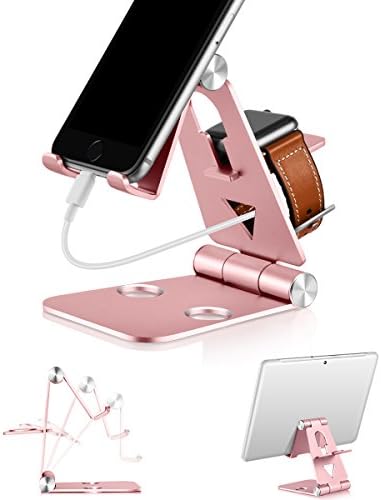 3 in 1 Aluminium Phone Stands | Adjustable Cell Phone Holder for Apple Watch | Portable Phone Holder Stand | Desktop Charging Dock | Cradle/Mount for iPhone/Android/iWatch by TingMiao