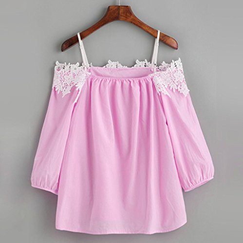 Weste Tops Frauen, lmmvp Spitzen Off Schulter Tank Tops T-Shirt Bluse - 2
