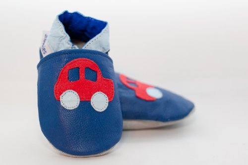 Soft leather baby shoes cars