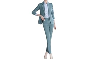 Minetom Tailleur Femme 2 Pièces Elegant Slim Fit Blazer Veste Formel Entreprise Bureau Travail Tailleur Pantalon Costumes Ensemble