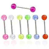 Glitter Zungenpiercing TOOGOO(R) 7X Zunge Brust Piercing Zungenpiercing Edelstahl Staebe