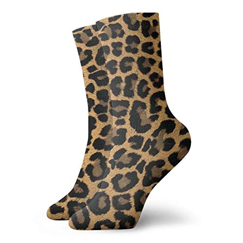 shizh Jaune Léopard Peau Animal Motif Hommes Femmes Court Sock 30cm Coton Classique Chaussettes pour Yoga Randonnée À Vélo Running Soccer Sports