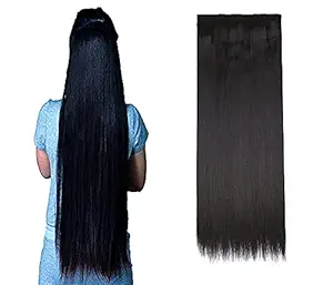 BELLA HARARO clip-in Synthetic Hair Extension Straight Hair Extensions And Wigs For Woman And Girls Clip in Pack Of-1 (22-24 inch Black)