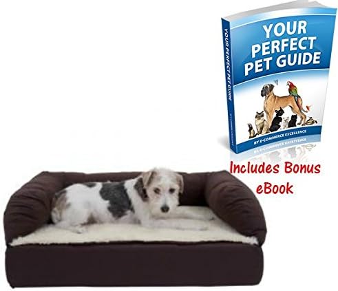 Memory Foam Relaxing Dog Sofa bed w/ Extra High Edges Offers Luxurious Comfort - Ideal For Senior Dogs By e-Commerce Excellence (90 x 60 x 30 cm (L x W x H))