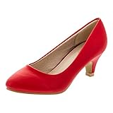  Festliche Mädchen Pumps Ballerina Schuhe Absatz Glitzer in Vielen Farben M342rt Rot 35
