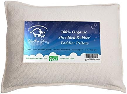 Organic Rubber Toddler Pillow, All Natural and 100% GOLS Certified Pure Organic, Shredded Rubber Filling, Machine Washable, Natural Antibacterial & Hypoallergenic, 3 Year Warranty 14x19, for Toddlers