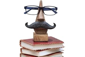 Indus Lifespace Artisan of India Klassischer handgeschnitzter nasenförmiger Brillenhalter mit schwarzem Schnurrbart