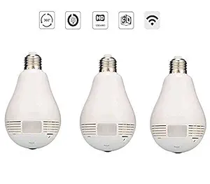 CHAAPIO Wireless Panoramic Bulb 360 IP Camera,1.3MP, Fisheye Vision, Remoting Monitoring Home Security Camera LED Bulb Light