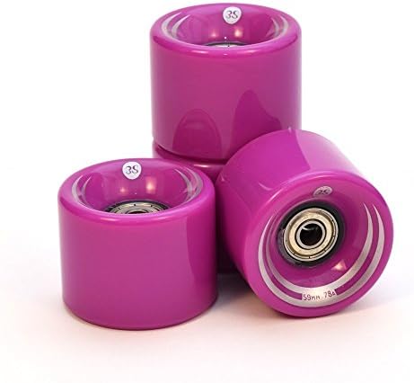 3Style Scooters Tailor Made 59mm Set of 4 Wheels with 7 ABEC for Retro Cruiser Plastic Complete Skateboard / Skate Board / Skating Board / Deck Boardings - 12 Colours (Purple) | Perfect Unique Present Xmas Christmas Gift