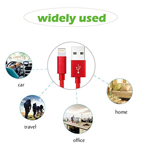iPhone Lightning Kabel, Lively Life Lightning-auf-USB-A Ladekabel Datenkabel Nylon geflochten Rote für Apple iPhone 7 / 7 Plus / SE / 6S / 6S Plus / 6 / 6 Plus / 5S / 5C / 5 , iPad Air / Air 2, iPad mini / 2 / 3 / 4, iPad 4- [3Pack, 3FT 6FT 10FT] - 8