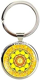 Mandala,Buddhist, Sacred geometry Key chain Yoga jewelry handmade Glass keyring