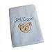 Produktbild Baby Handtuch mit Wunsch Namen in der abgebildeten Stickschrift bestickt, Steiff Collection hellblau 50 cm x 100 cm