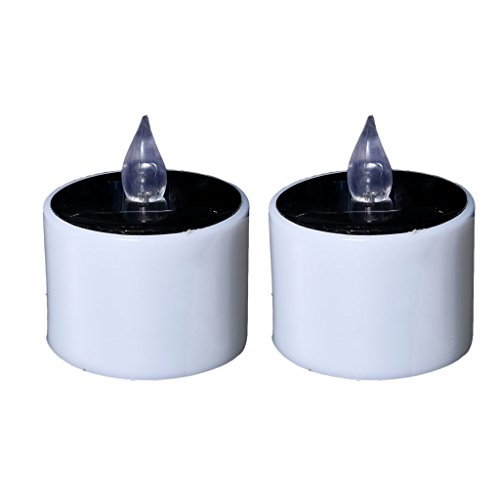 Baoblaze PACK 2PCS Solar Powered Flameless LED Candle Tea Light Candle for Wedding Memorial Bar Home DIY Decor, Energy Saving