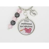 Porte clés personnalisable maîtresse OU BIJOUX DE SAC POUR UNE MAîTRESSE OU ATSEM CADEAU DE FIN D'ANNE D'ECOLE CADEAU DE NOËL