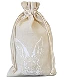 Farbe: natur (Leinen) organzabeutel24  10 Leinenbeutel, Leinensäckchen mit Hasen-Motiv, Baumwollkordel zum Zuziehen, Geschenkverpackung, Ostern, Dekoration (30x20 cm)
