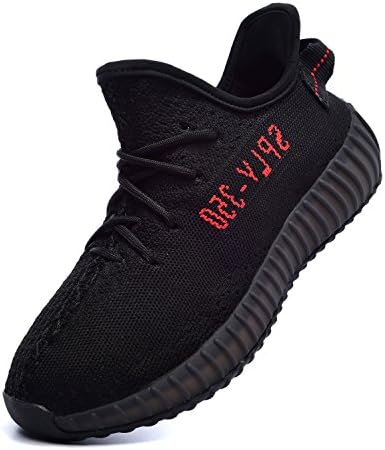 JMJEEP Boost 350 V2 Shoes Lightweight Walking Men's Women's Series Running Shoes Breathable Mesh Sneakers (US_4/cm_220/EUR_36, Black Red)