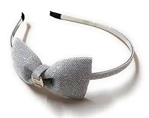 Moms Darling Hair Accessories, Glittered Single Knot Bows Attached to a Steel Hairband Headband for Baby Girl/Girls/Women. Pack of 1 piece. Color-SILVER.1_4, Multicolor