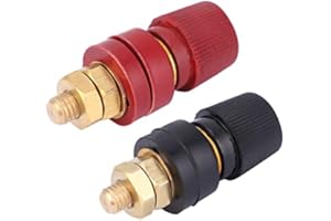 FTVOGUE 2Pcs 555 Tipo Binding Post Latón Regulador de Voltaje Bloque de Terminales Terminal de Alimentación Rojo y Negro Rosca M8 0V-380V 200A