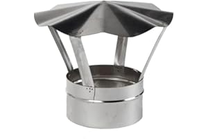 PROSTKO LTD Prostko Stainless Steel Chimney Cowl - Rain Cover Protector Stove Cap Top Burner Pipe Pot. (60mm / 2.36''), Silver