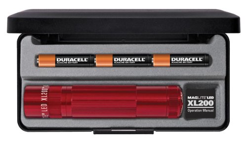 Mag-Lite LED Taschenlampe XL200, 172 Lumen, rot, 12 cm mit 5 Modi und Endkappenschalter, XL200-S3037