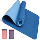 YOGATI - Tapis de Yoga Antidérapant, Epais, Ecologique et Non Toxique en TPE avec des repères d'alignement du Corps. Un Tapis Yoga Parfait pour Sport au Sol, Gym et Fitness - Yoga Mat