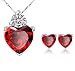 Habors Silverswan 925 Silver Plated Red Crystal Heart Necklace and Earring Set For Women RS.359.00