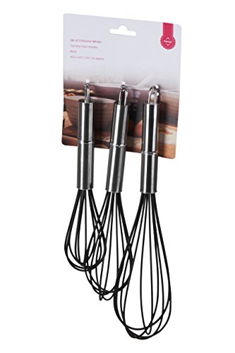 Premier Housewares Schneebesen-Set, Silikon mit Edelstahl-Griff, 3-teilig, Schwarz - 2