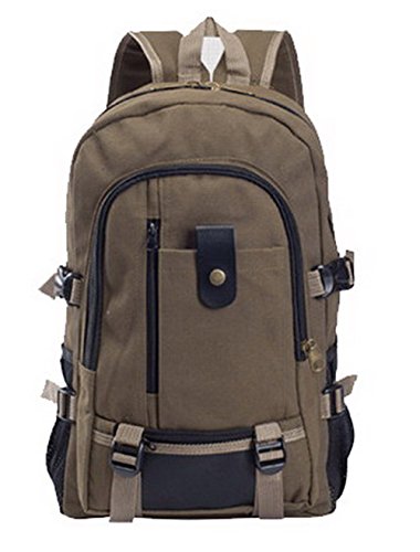 VogueZone009 Femme Rétro Voyage Zippers Toile Sac à Dos Sacs à Dos Daypack,CCAFBO181350,Café