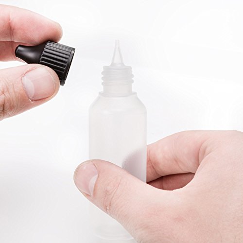 10 x 100 ml Oputec Dosierflaschen mit Tröpfler für die Dosierung und Aufbewahrung von Flüssigkeiten | Liquidflasche für E-Liquids (für E-Zigaretten), Öle, Augentropfen und mehr | Made in Germany | inkl. 10 Beschriftungsetiketten | Leere HD/LDPE Kunststoffflaschen natur, Tropfflaschen mit schwarzer Kappe - 8