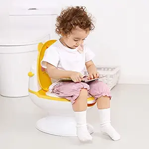 Polka Tots Western Style Potty Training Seat with Lid Flush Sound Music Button Removable for Kids (Leopard)