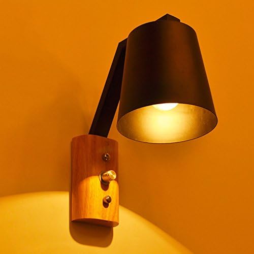 High Quality Modern Simple Iron Wall Lamp High Brightness Living Room Lying Balcony Aisle Bedroom Solid Wood Wall Lamp ( Color : Black )