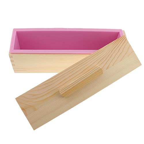 Gazechimp Seifen Silikonform Seifenformen mit rechteckige Holzkiste - DIY Handgemacht Seifen Formen Box - Rosa, 900ml