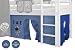 Produktbild XXL Discount Vorhang 3-teilig 100% Baumwolle Stoffvorhang Bettvorhang inkl Klettband für Hochbett Spielbett Etagenbett Stockbett Kinderbett (Hell Blau/Dunkel Blau, Weltraum)