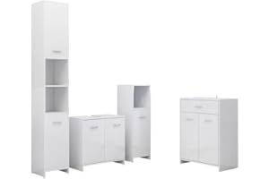 vidaXL Set Mobili da Bagno 4 pz Bianco Lucido