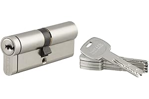 THIRARD - Cylindre de Serrure Double Entrée Transit 2 - Laiton - Usage Intérieur et Extérieur - 8 Goupilles - Anti-Arrachement, Anti-Perçage, Anti-Crochetage, Anti-Snap - 40 x 40 mm - Gris