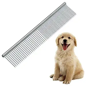 PetCeptual Stainless Steel Dog Pet Cat Puppies Hair Grooming Flat Comb - Small