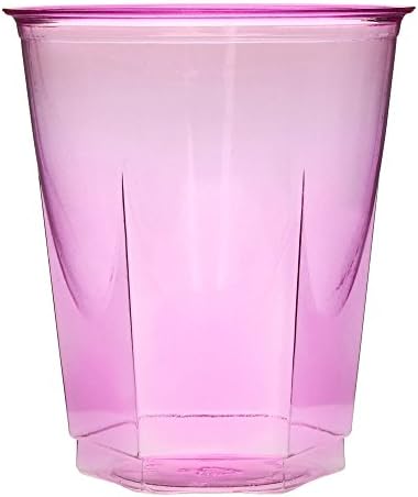 Crystal Disposable Party Cups Pink 8.75oz / 250ml - Set of 50 - 5 Sleeves of Plastic Tumblers