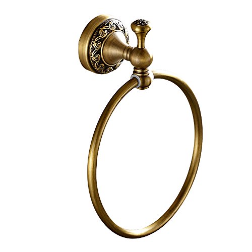 Weare Home Retro Solide Kupfer Einzeln Handtuchring Handtuchstangen Handtuchhalter, Minimal Klassic mit Einschnitt Bronze Beschichtung Wandmontage Haltbar Badzubehör Badaccessoires Dekor für Küche