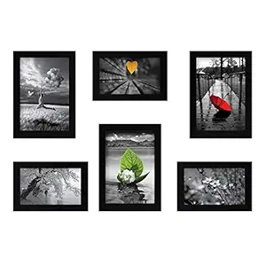 Amazon Brand - Solimo Collage Set of 6 Black Photo Frames (4 X 6 Inch - 3 & 5 X 7 Inch - 3)