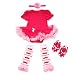 TANZKY® Baby Girls' 4PCs Hot Pink Princess Tutu Dress Leggings Shoes Headband (0~3months)