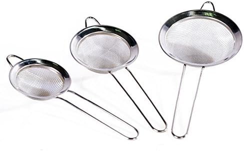 LifeJoy Stainless Steel Fine Mesh Strainer Colander Sieve with Handle for Kitchen Food Rice Vegetable,Set of 3