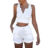 Yvelands Damen Weste Unterhemd Camisoles Sommer ärmellose Schaltfläche Tank Tops T-Shirt Top Bluse(Weiß,S)