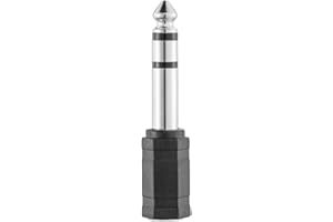 Hama Adaptateur Jack 6.35 vers 3.5 Garantie 10 Ans (Adaptateur Audio 6.35mm Mâle vers 3.5mm Femelle, Stéréo, Prise Casque, Audio Connecteur Stéréo pour Mélangeur Audio/Piano électrique/Clavier) Noir
