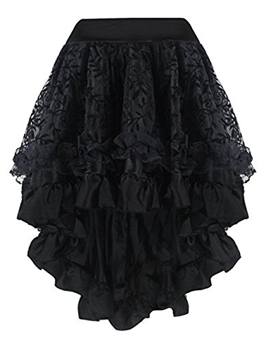 COSWE Women's Lace Asymmetrical High Low Steampunk Corset Skirt Black (4XL/Waist 33.07"/84cm) steampunk buy now online COSWE Women's Lace Asymmetrical High Low Steampunk Corset Skirt Black (4XL/Waist 33.07"/84cm) steampunk buy now online