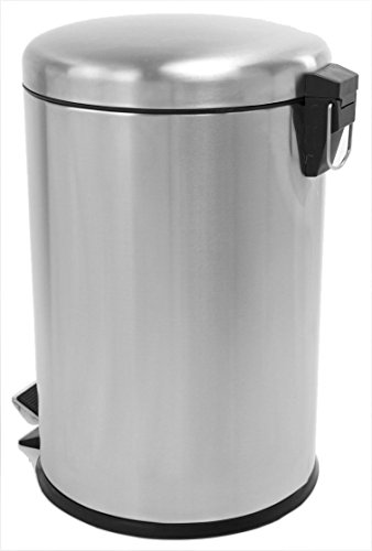 20 Liter Edelstahl Mülleimer, mattierter Tret- Abfalleimer mit abgerundetem Deckel - 4