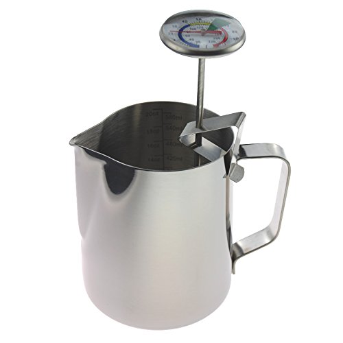 Milk Thermometer and 600ml Milk Jug For Perfect Barista Style Coffee