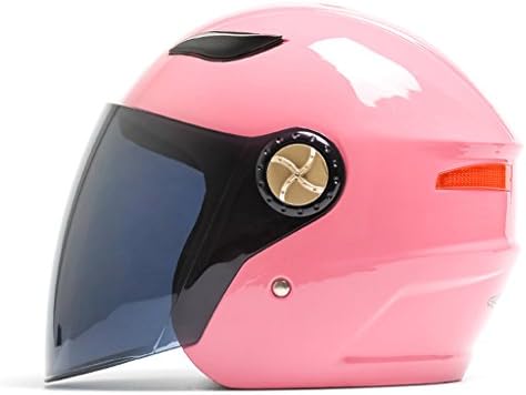 Helmet Motorcycle Men's Half-Shaped Summer Sunscreen Four Seasons Women's Electric Car Battery Locomotive (Color : Pink)