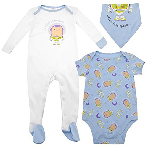 Disney Kids Three Piece Romper Baby Boys Handkerchief Bib Baby Grow Onesie Buzz Lightyear 0-3 Mnth