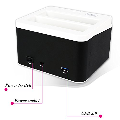 WANLONGXIN WLX-895U3SC-DE USB 2.0 auf SATA Dual-Steckplätze Externe Festplattenlaufwerk-Dockingstation mit Offline-Klon-Funktion und Kartenleser, für 2.5 3.5 Zoll HDD SSD SATA I / II / III Bis zu 2 x 8TB - 3